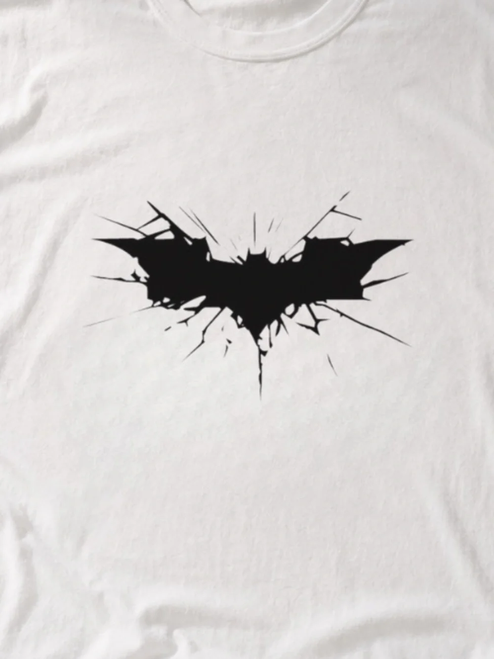 Men's White Graphic Tee with Black Bat Logo Unisex Size M